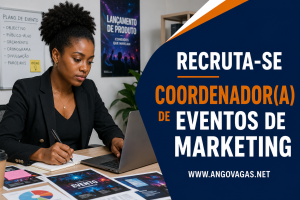 Profissional de marketing coordenando evento corporativo da Anjani Food & Beverages em Luanda