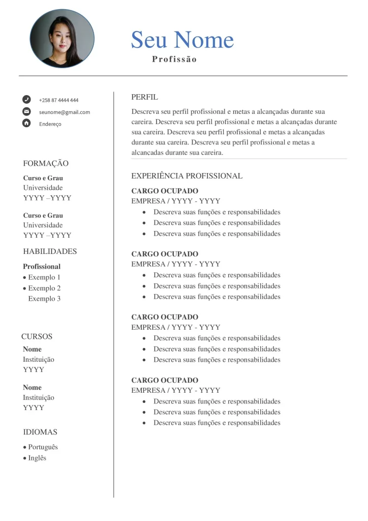 Curriculum Vitae Moderno com Foto