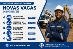 Empresa recruta Operadores de Camião Bomba, Escavadora, Niveladora, Motoristas de Guindaste e Tradutores de Mandarim em Luanda.