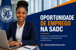 Anúncio de recrutamento da SADC para as funções de Responsável Sénior de Programas TIC e Responsável de Investigação e Estatística.